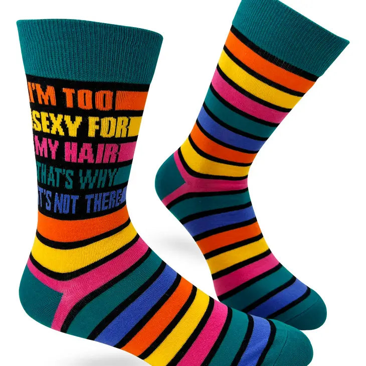 I'm Too Sexy For My Hair That's Why It's Not There - Men's Crew Socks - Mellow Monkey