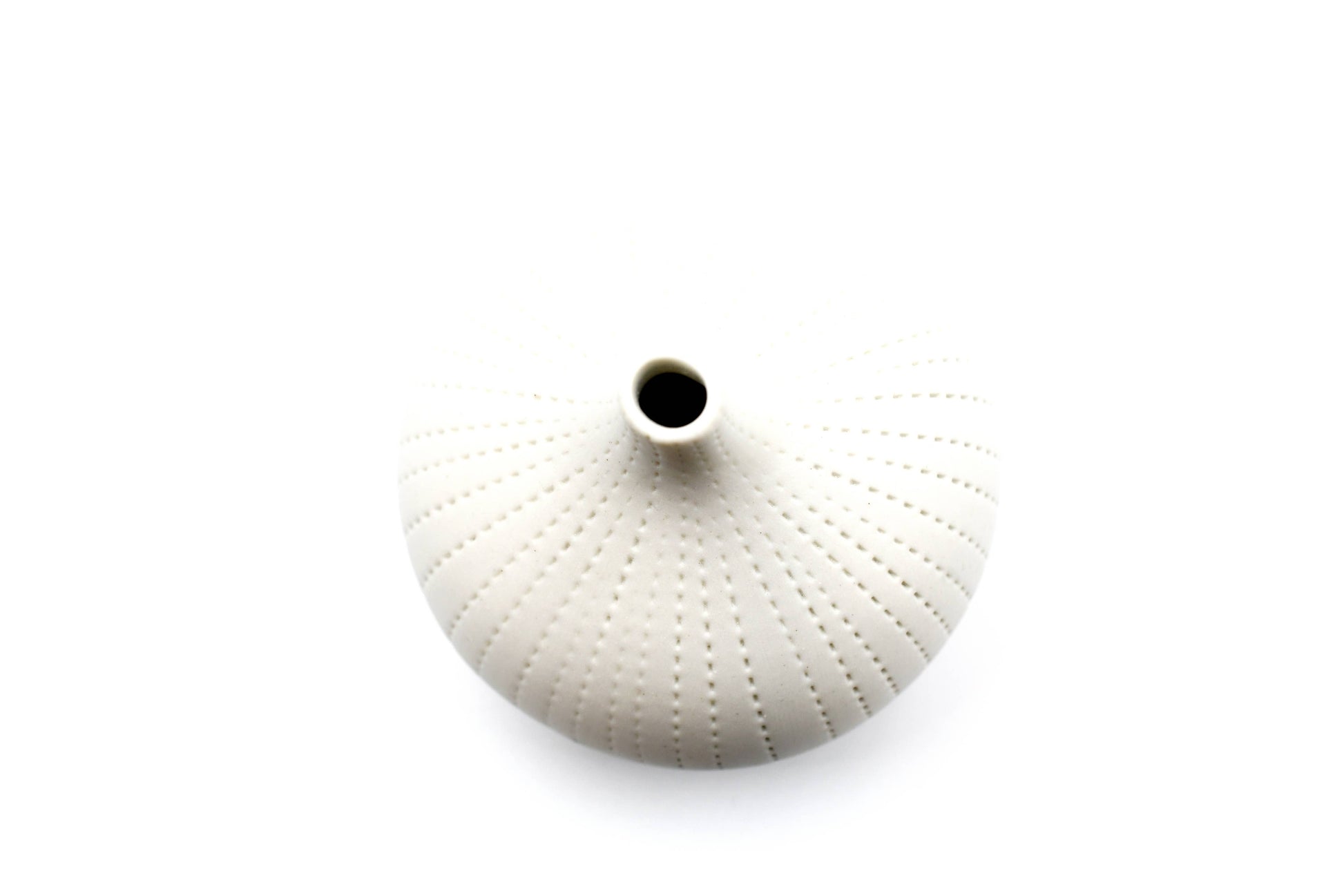 Tiny Congo - Handcrafted Porcelain Bud Vase - White with Gray Dotted Lines - 2.5 x 2.5 x 2.6 in - Mellow Monkey