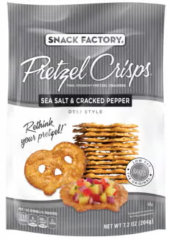 Sea Salt and Cracked Pepper Snack Factory Pretzel Crisps - 7.2 oz Bag - Mellow Monkey