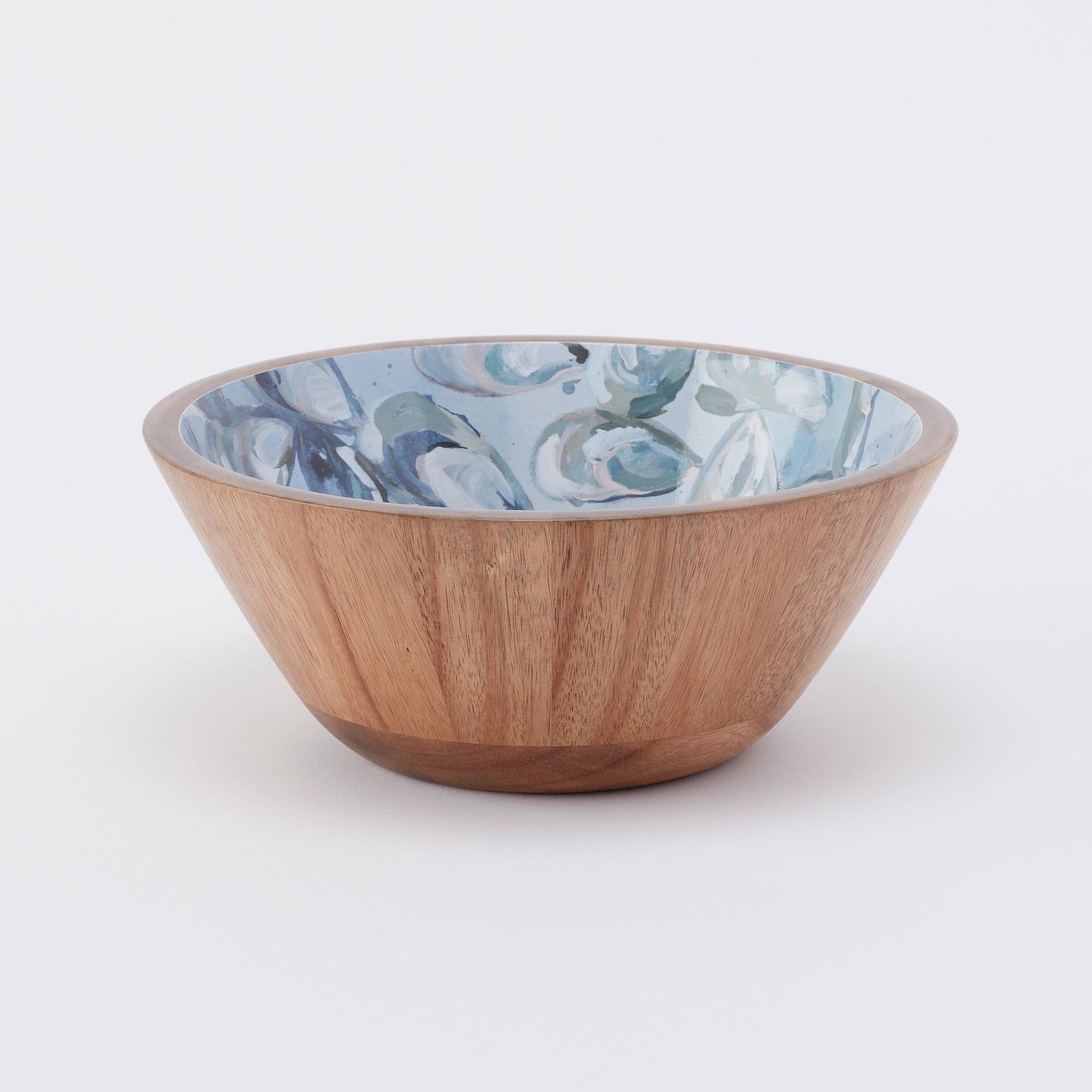 Pewter Shells Wooden Bowl - Large - Kim Hovell Art - Mellow Monkey