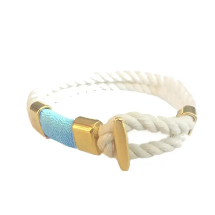 Aqua and Gold Mariner Style Nautical Rope Bracelet - Mellow Monkey