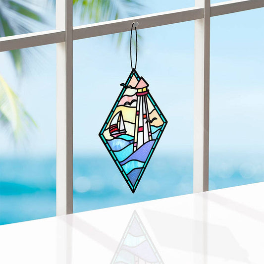 Sunshine and Sea Breezes Lighthouse Suncatcher Card - Mellow Monkey
