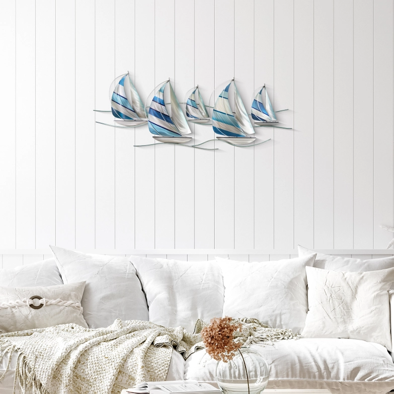 Sailboat Regatta Metal Wall Décor - 37-in - Mellow Monkey