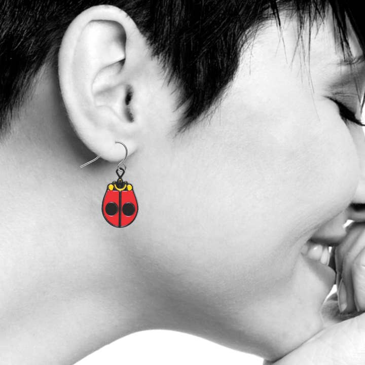 Ladybug - Charley Harper Inspired Earrings - Mellow Monkey