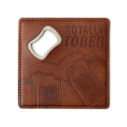 Leather Bottle Opener Coaster - Mellow Monkey