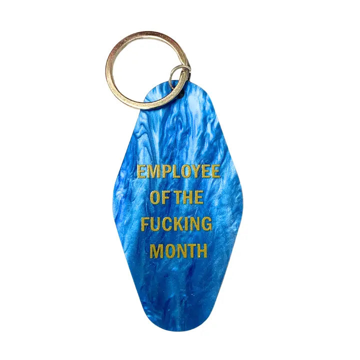 Employee of the Fucking Month - Motel Style Keychain - Blue Shimmer - Mellow Monkey