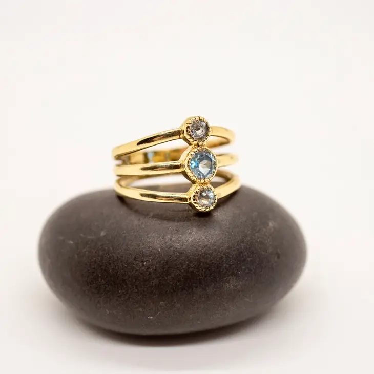 Brass Stacked Topaz Band Ring - Mellow Monkey