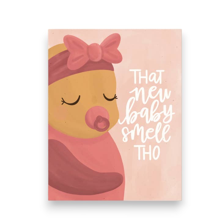 That New Baby Smell Tho - New Baby Greeting Card - Mellow Monkey