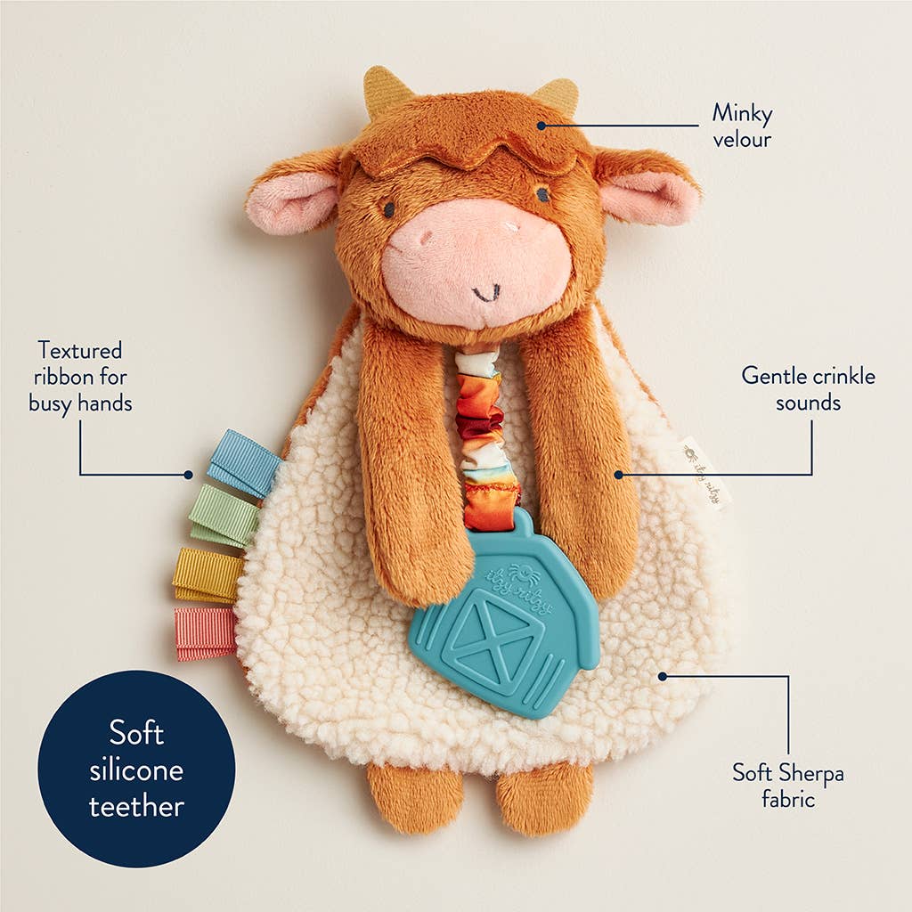 Highland Cow Itzy Friends Lovey™ Plush+ Teether Toy - Mellow Monkey