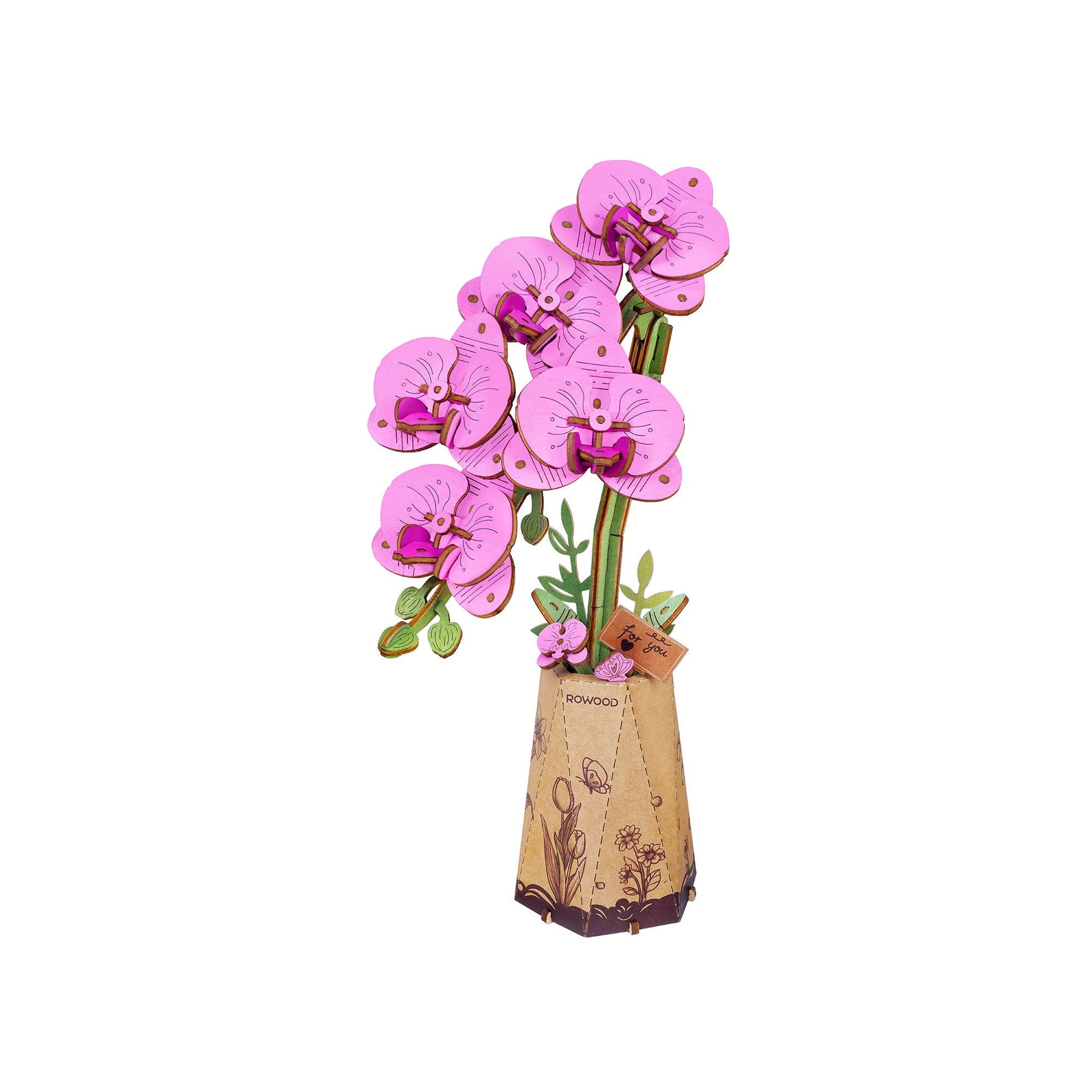 3D Wooden Flower Puzzle: Purple Moth Orchid - Mellow Monkey