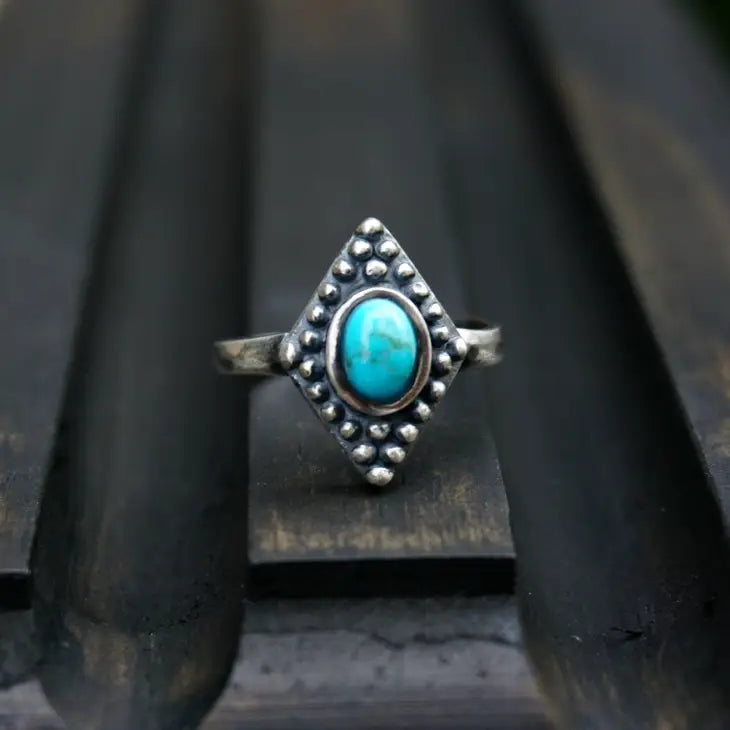 Bahman Turquoise Adjustable Ring - Sterling Silver - Mellow Monkey