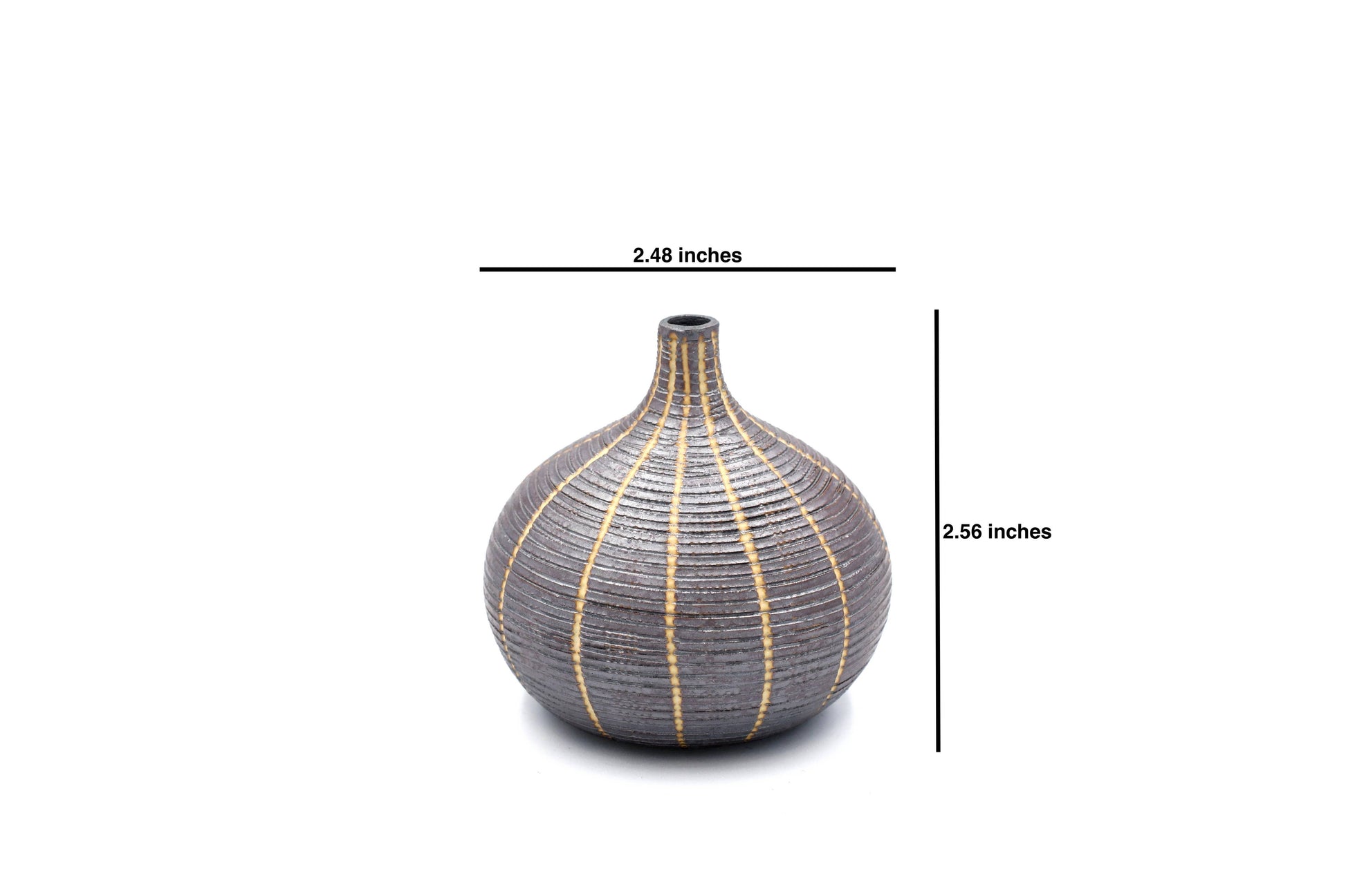 Tiny Congo - Handcrafted Porcelain Bud Vase - Brown with Gray Stripes - 2.5 x 2.5 x 2.6 in - Mellow Monkey