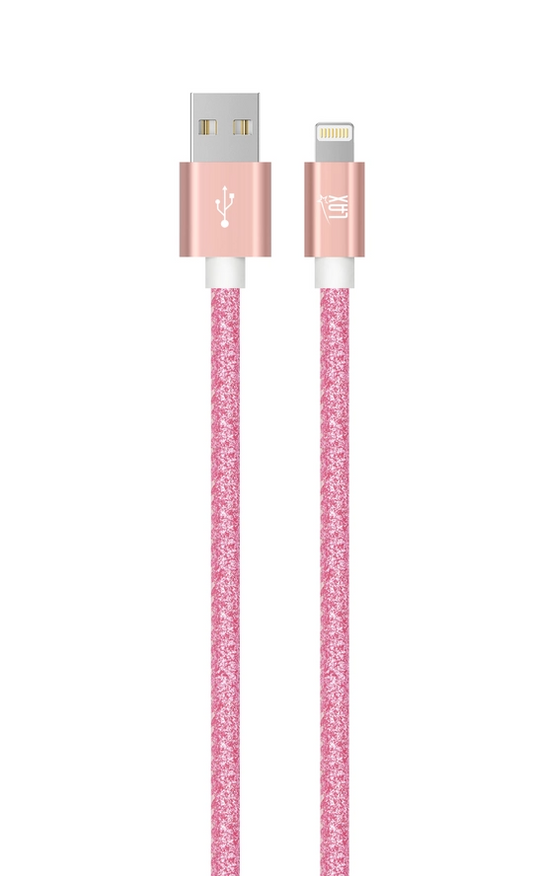 Trendy Techs Apple Mfi Certified Lightning Cable - 6 Feet - Sparkly Rose Gold - Mellow Monkey