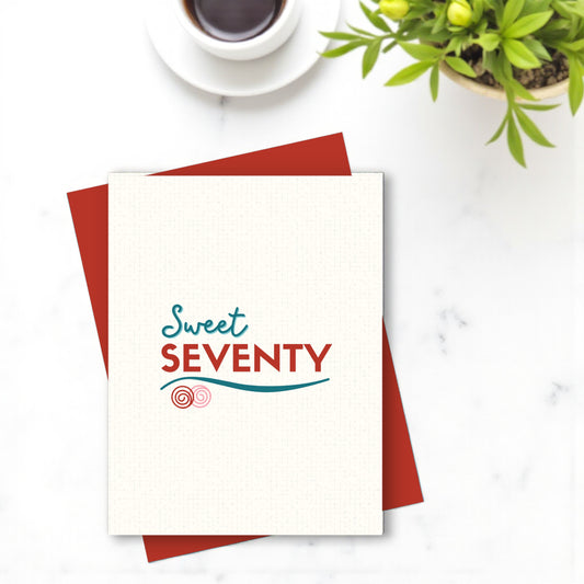 Sweet Seventy - Milestone Birthday Greeting Card - Mellow Monkey