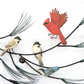 Birds in Pinetree Branch Decor - Mellow Monkey