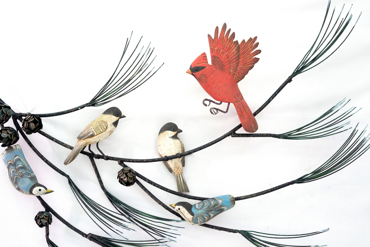 Birds in Pinetree Branch Decor - Mellow Monkey