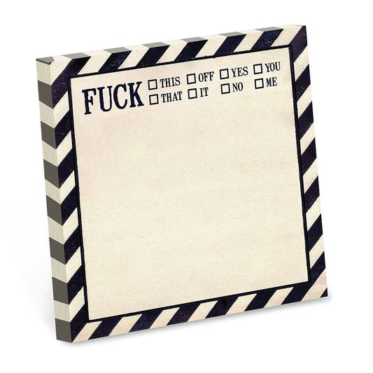 Funny Sarcastic Sticky Note Pad - Fuck This, That, Off - Mellow Monkey