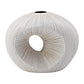Artura Short - Handcrafted Porcelain Vase - White with Brown Dotted Lines - 11.5 x 5.2 x 9.8 in - Mellow Monkey