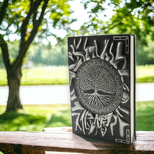 Tree of Life Journal - Black and Silver - 8-1/2-in - Mellow Monkey