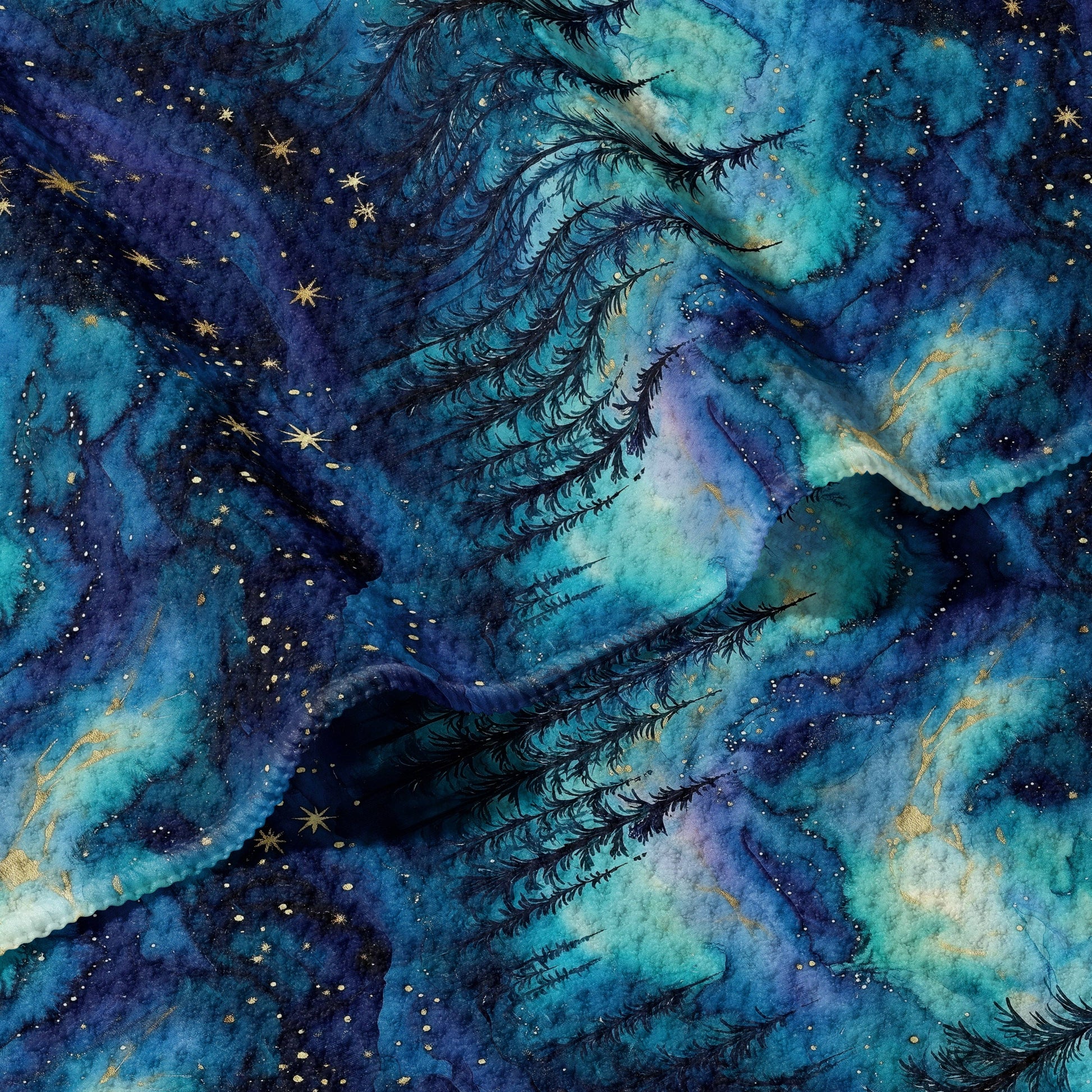 Magical Aurora Borealis Forest - Double Sided Waffle Dish Towel - Mellow Monkey