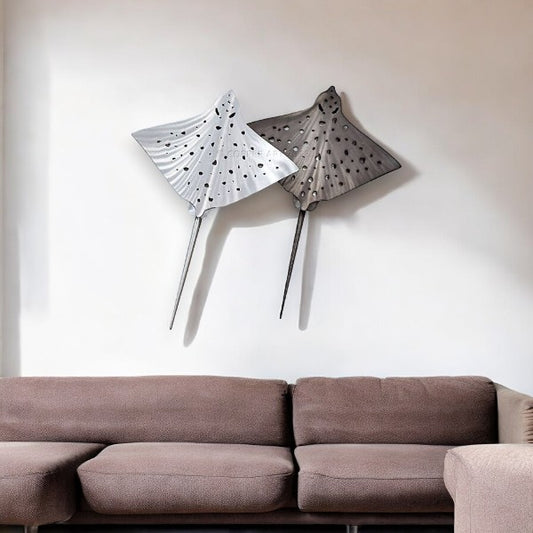 Eagle Ray Pair - Metal Wall Decor - 34-in - Mellow Monkey