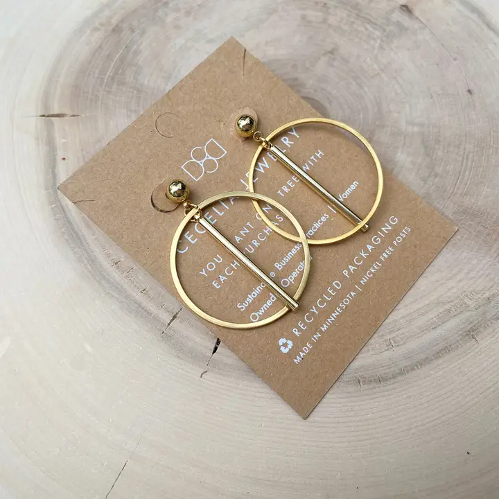 Ball Bar Hoop Earrings - 14K Gold Plated - Mellow Monkey