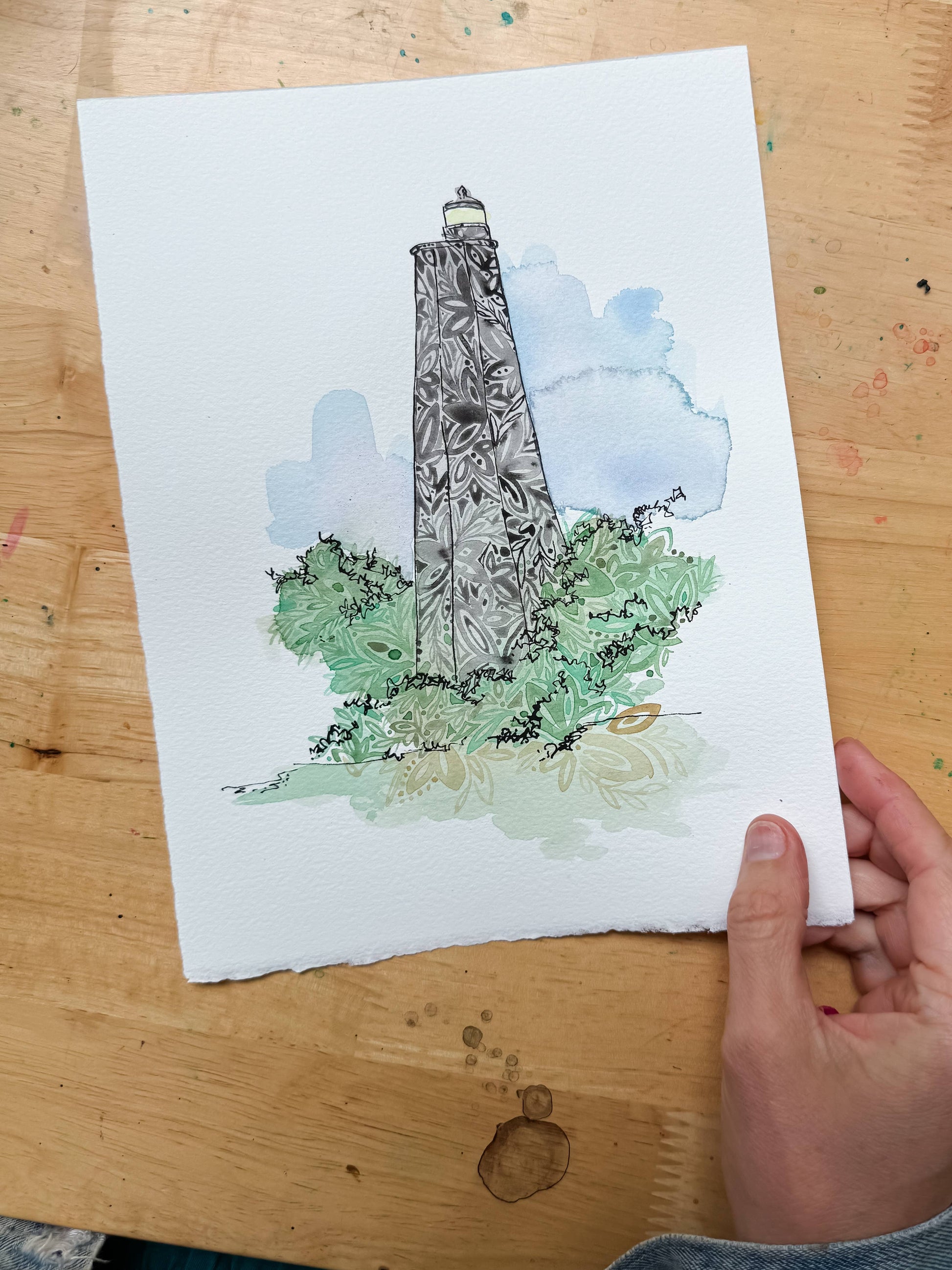 Old Baldy Lighthouse Single Notecard - NC Coast Collection - Mellow Monkey