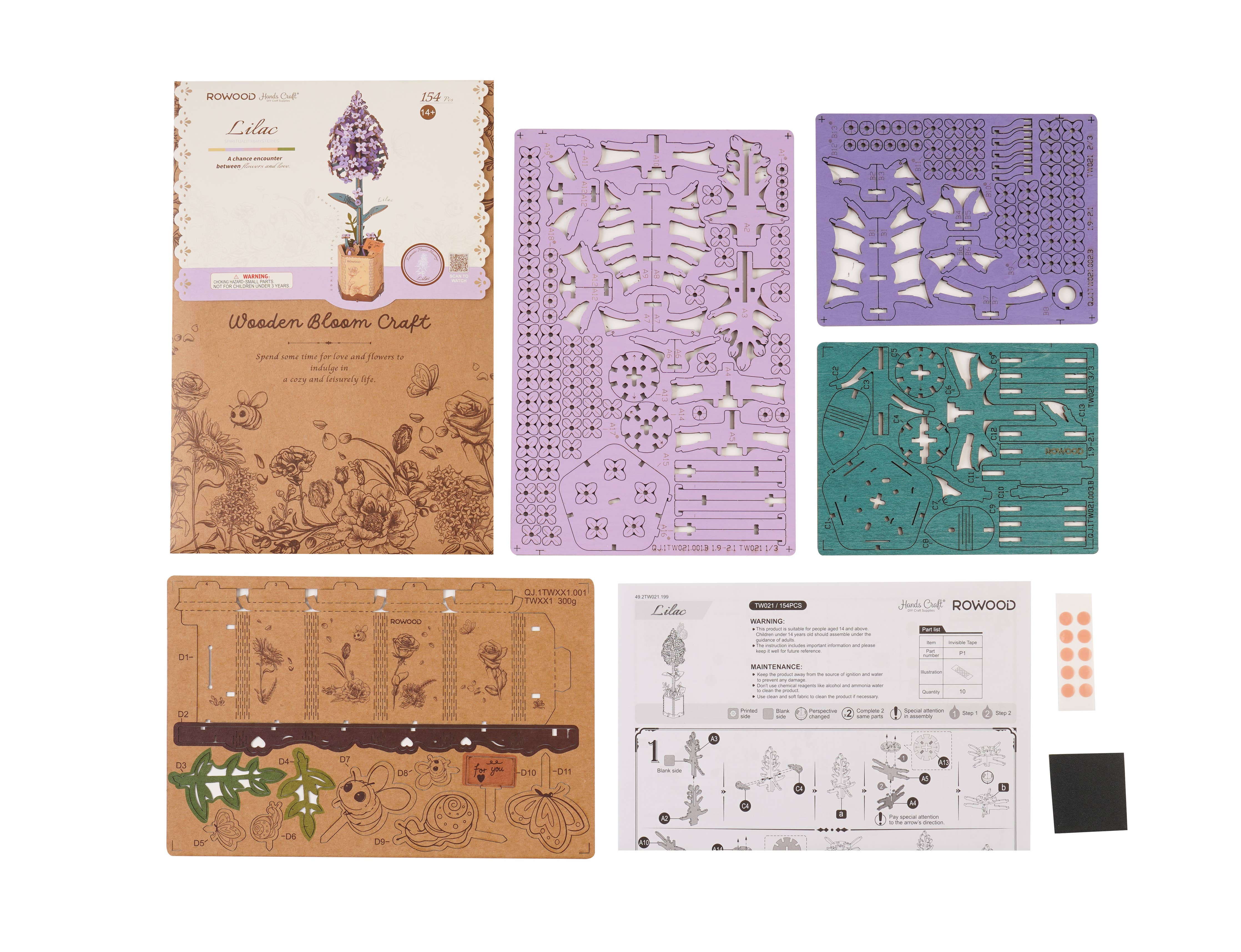 3D Wooden Flower Puzzle: Lilac – Mellow Monkey