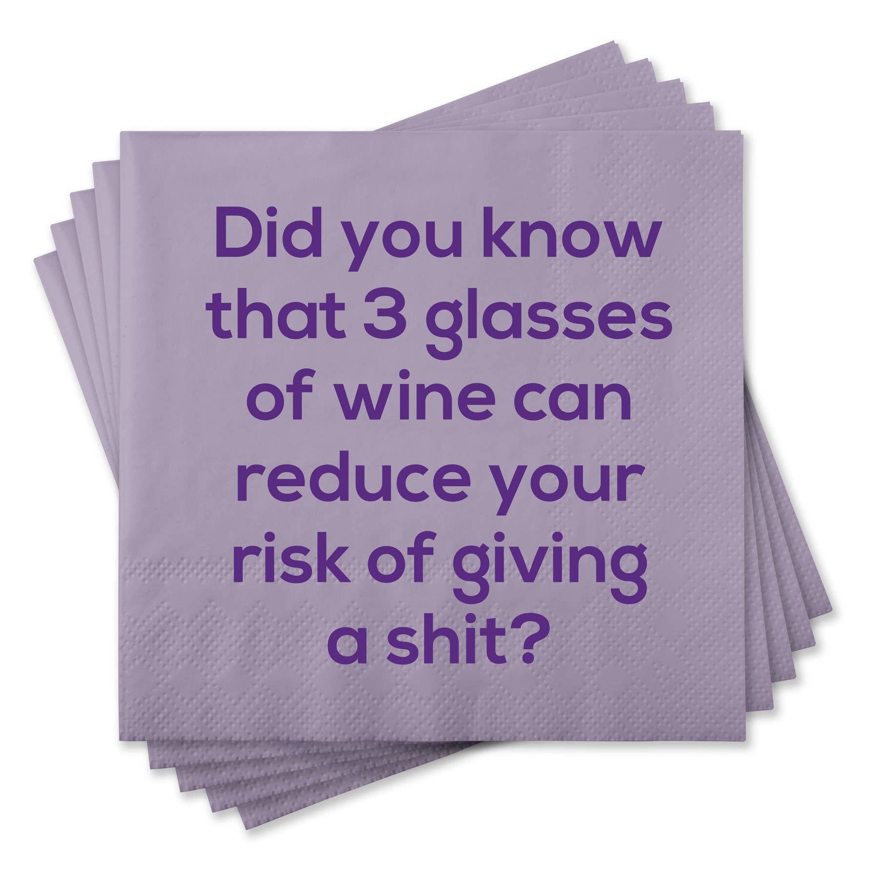Did You Know That 3 Glasses Of Wine Can Reduce Your Risk Of Giving A Shit? - Cocktail Napkins - 25-ct - Mellow Monkey