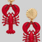 Shell & Lobster Earrings - Red & Gold