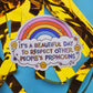 Respect pronouns sticker lgbtq hydroflask planner: Holographic - Mellow Monkey