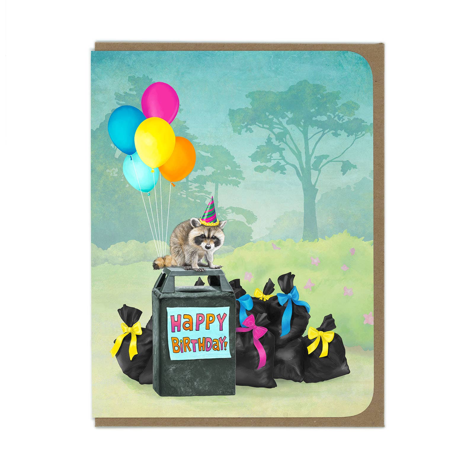 Raccoon Party in the Park - Birthday Greeting Card - Mellow Monkey