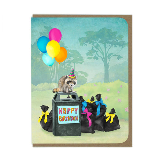 Raccoon Party in the Park - Birthday Greeting Card - Mellow Monkey