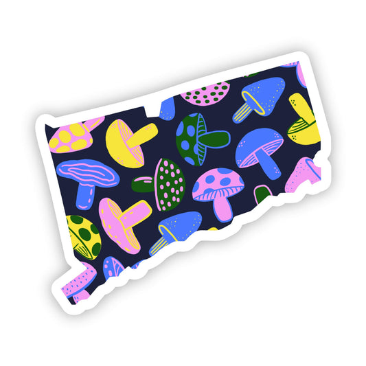 Connecticut Vinyl Sticker - Mushrooms