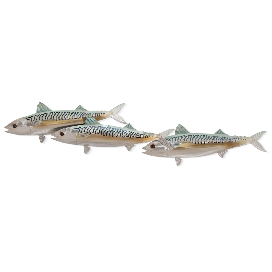 Trio of Atlantic Mackerel Metal Wall Décor - Triple - 30-in - Mellow Monkey