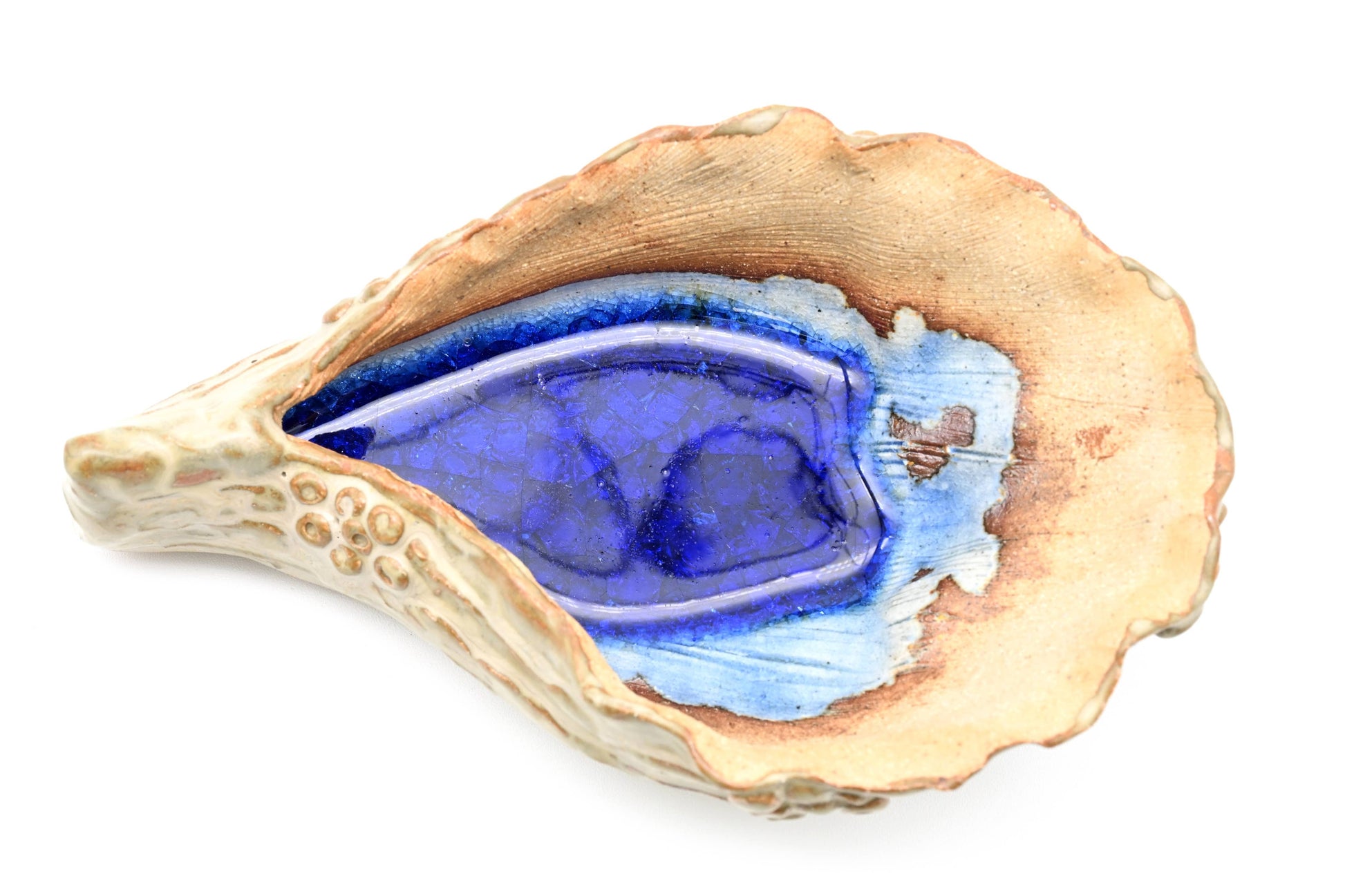 Oyster Blue Geyser - Decorative Plate/Dish - 4-in x 6-1/2 - Mellow Monkey