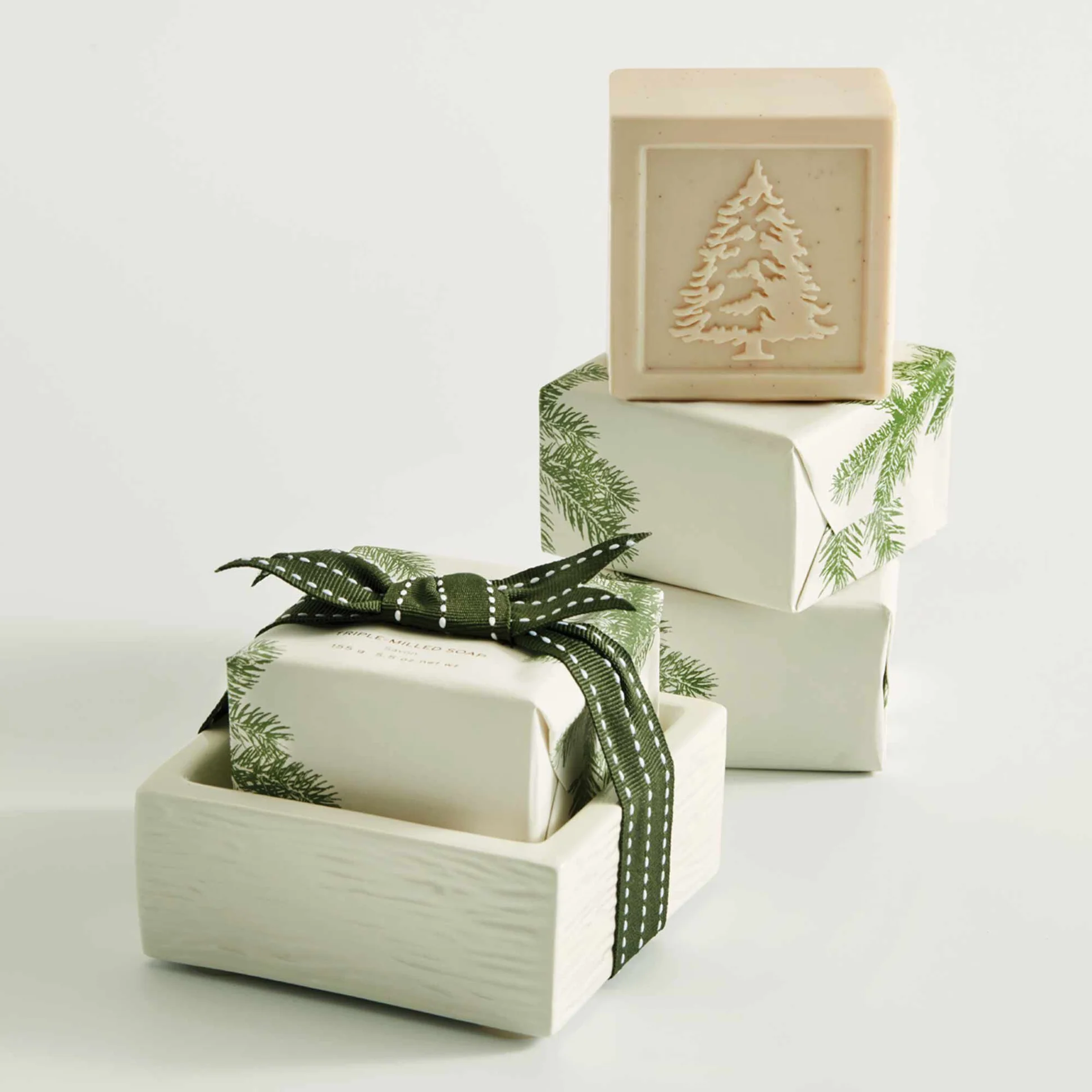 Thymes Frasier Fir Bar Soap and Dish Set - Mellow Monkey