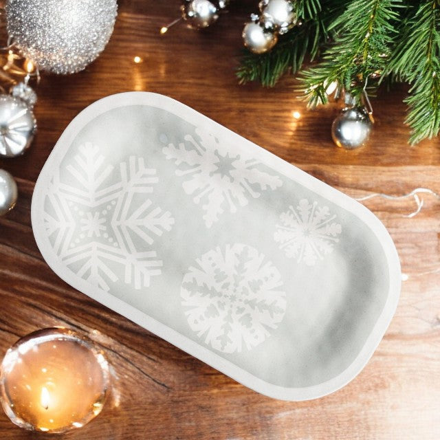 Snowflake Patterned Melamine Platter - 16-in - Mellow Monkey