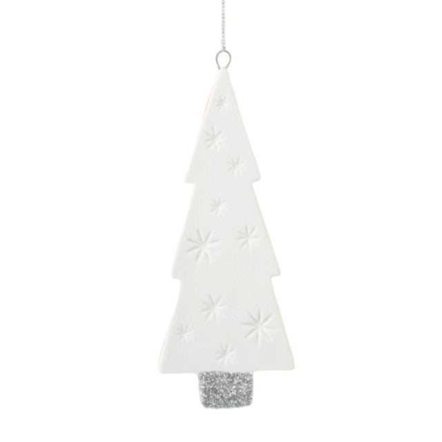 Ceramic Tree Ornament with Glitter - 5-1/2-in - Mellow Monkey