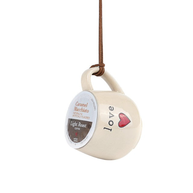 Love Coffee Mug with Coffee Pod Ornament - 2-1/2-in - Mellow Monkey