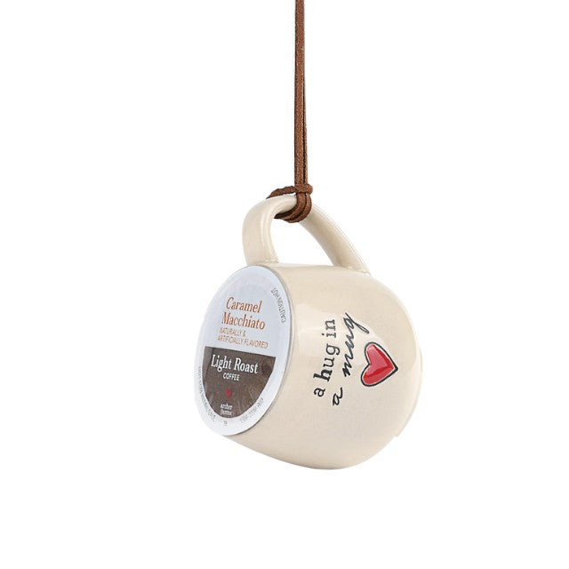 Love Coffee Mug with Coffee Pod Ornament - 2-1/2-in - Mellow Monkey