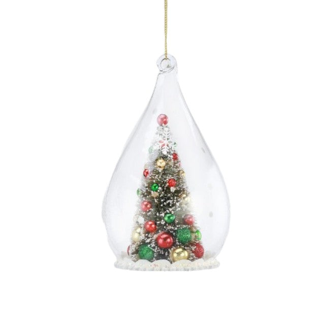 Frosted Christmas Tree Scene Ornament - 5-1/2-in - Mellow Monkey