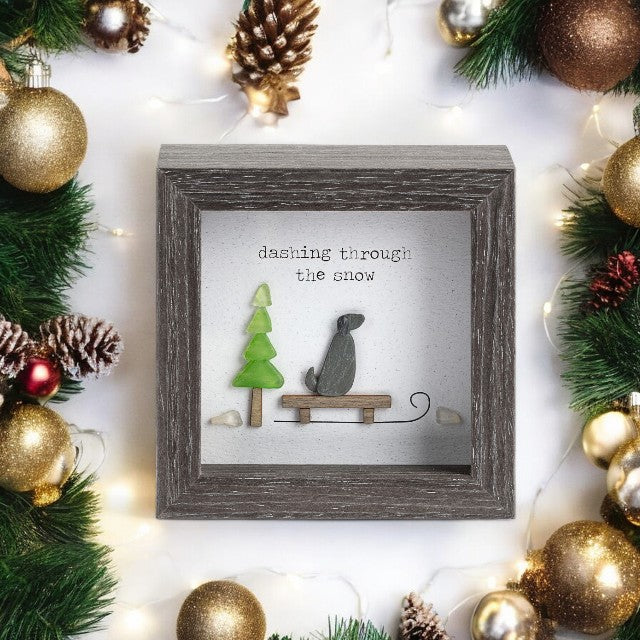 Dashing Through Snow - Sharon Nowlan Shadow Box - 4 x 4 in - Mellow Monkey