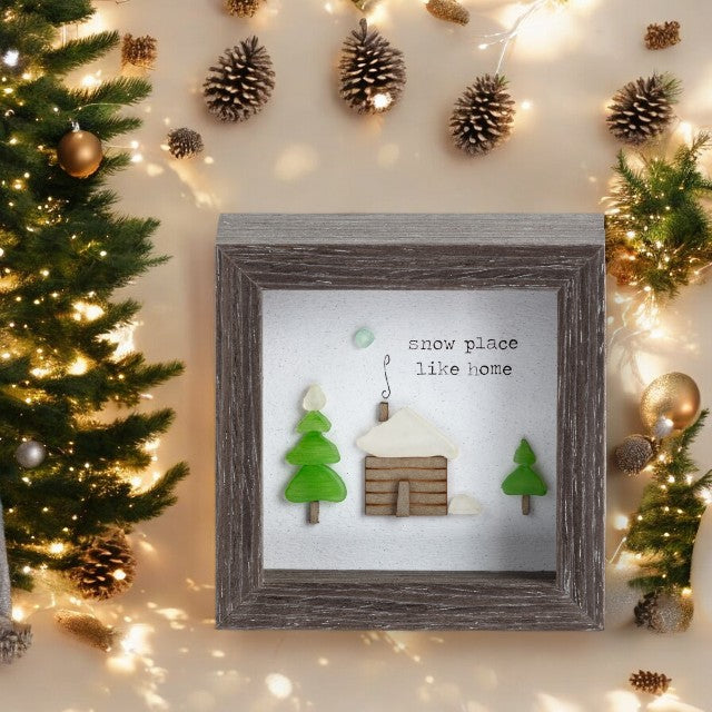 Snow Place Like Home - Sharon Nowlan Shadow Box - 4 x 4 in - Mellow Monkey