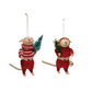 Felt Mouse in Festive Outfit Ornament - 4-1/2-in - Mellow Monkey