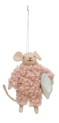 Felt Mouse in Pajamas Ornament - 4-in - Mellow Monkey