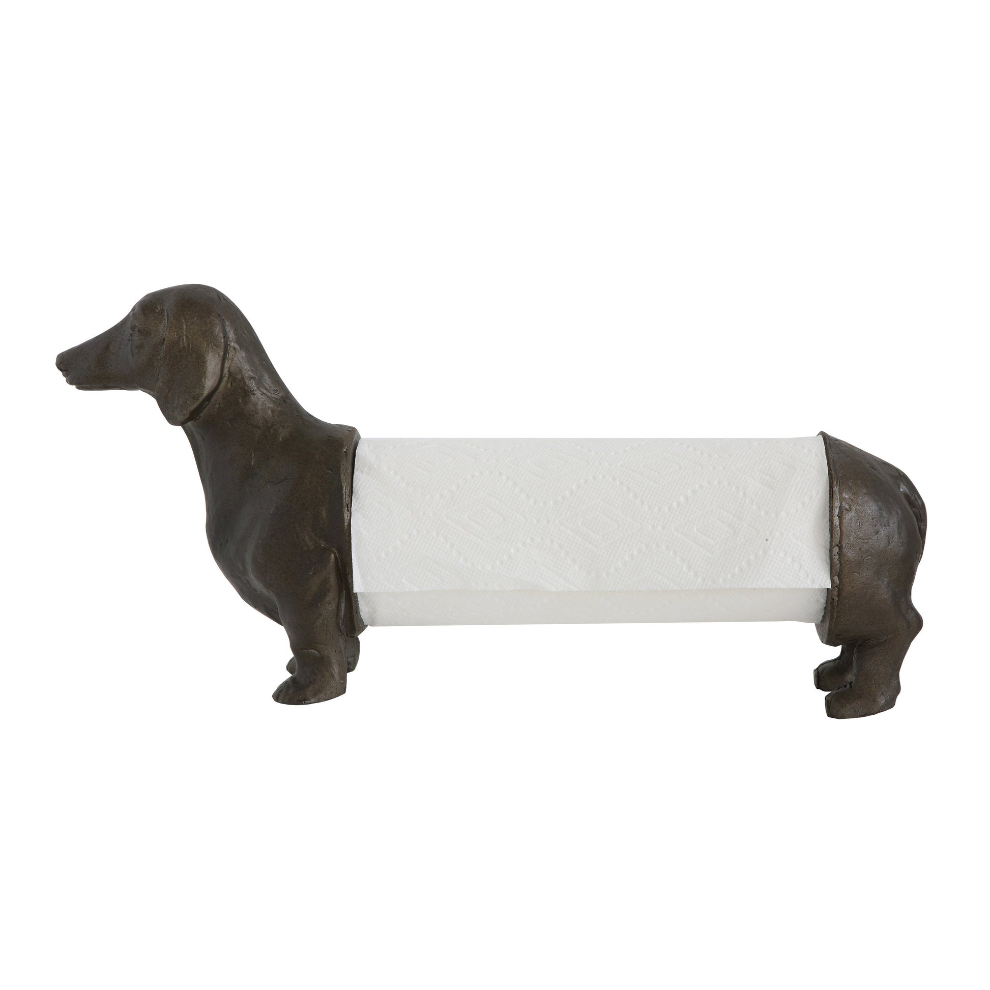 Antiqued Resin and Metal Dog Paper Towel Holder - Mellow Monkey