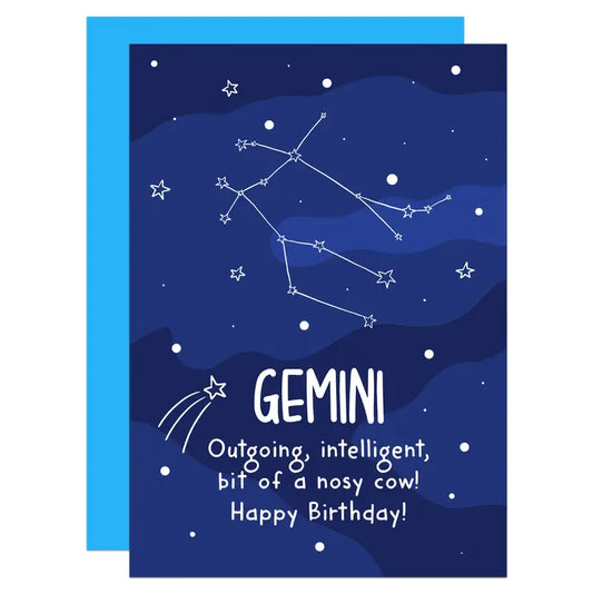 Gemini - Outgoing, Intelligent, Bit Of A Nosy Cow - Birthday - Greeting Card - Mellow Monkey