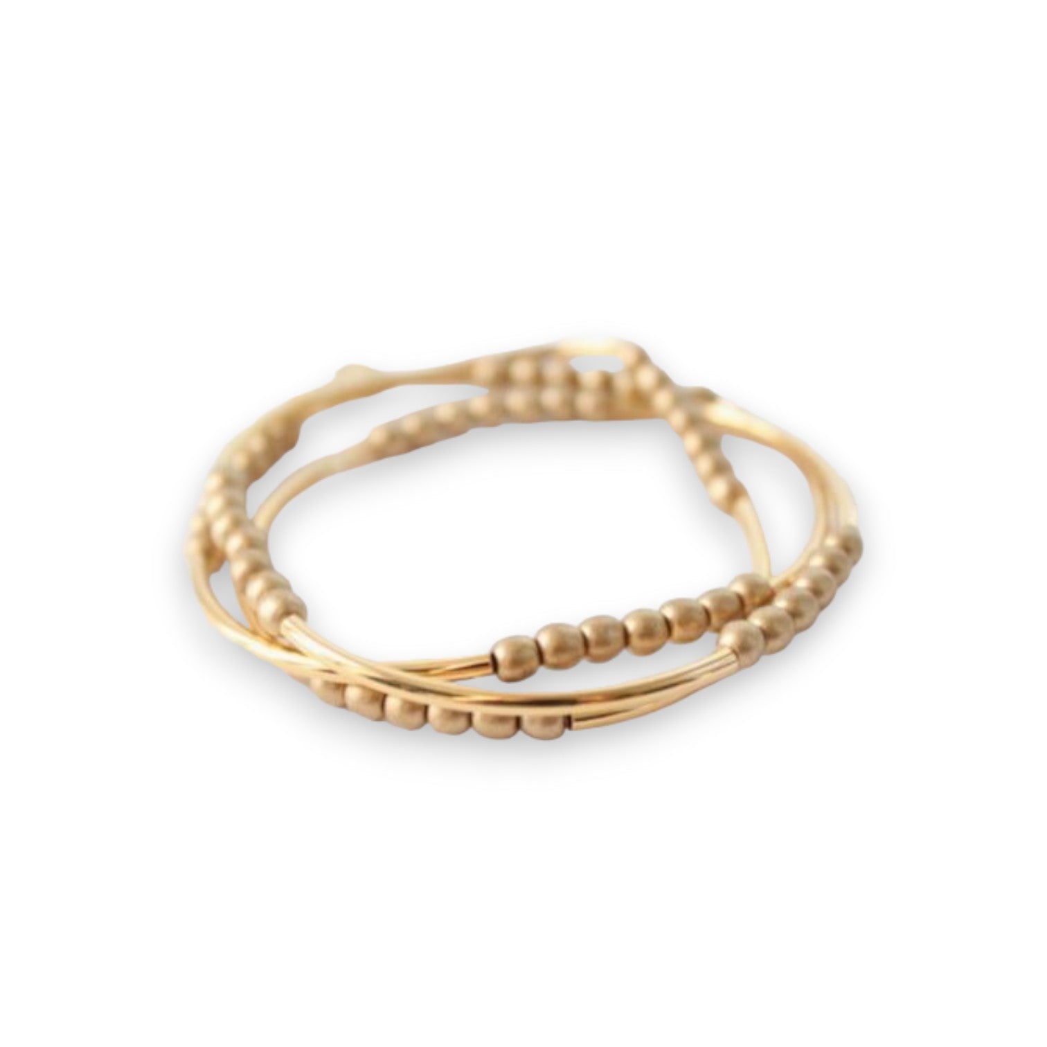 Triple Wrap Bracelet - Gold Tube and Beads - Mellow Monkey