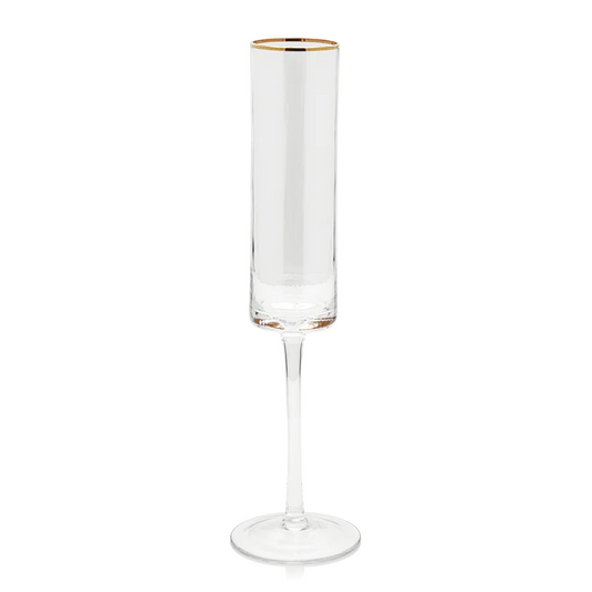 Optic Champagne Flute With Gold Rim - Mellow Monkey